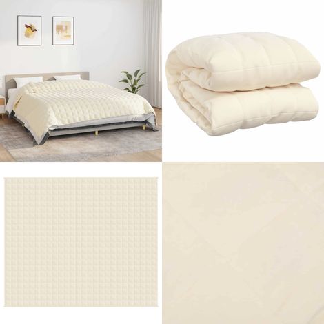 Couverture lestée Crème clair 220x260 cm 15 kg Tissu - Couverture Lestée - Couverture Poids - Literie Relaxante - Sommeil Profond - Relaxation - Home & Living (1/5)