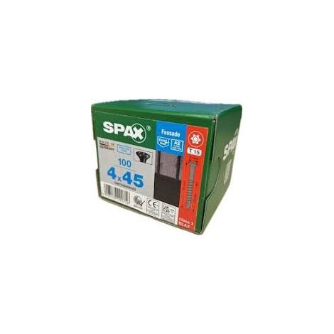 Spax – Vis à bois 4 x 45 mm T-STAR plus A2 – 100 pièces – Pointe CUT pour vissage rapide – Tête fraisée bombée