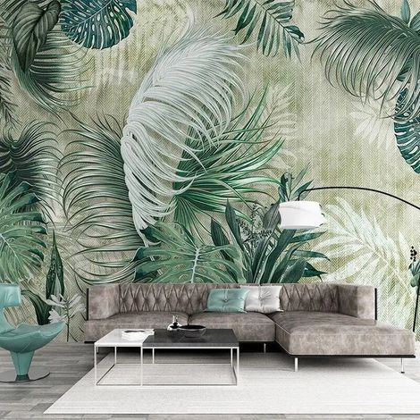 Papier peint feuillage jungle tropicale en degrade de vert 1 - 150 x 250 cm (1/2)