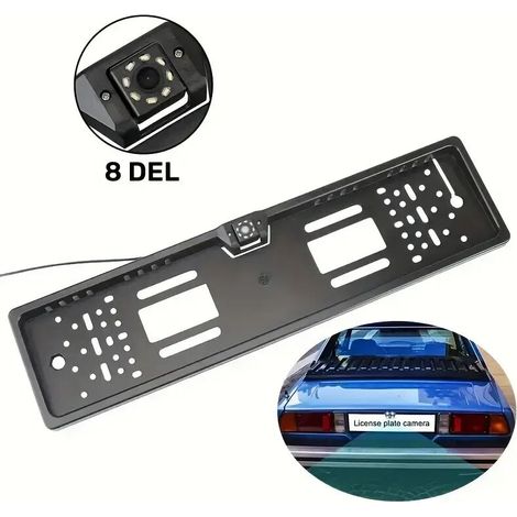 Télécaméra de recul 12V avec 8 LED, aide au stationnement Parktronic, support de plaque universel, accessoire auto (1/3)