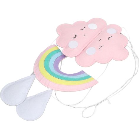 Décor mural arc-en-ciel nuages gouttes d'eau suspendu, non tissé résistant à l'usure, style bohème pour fête, fenêtre, chambre (1/5)
