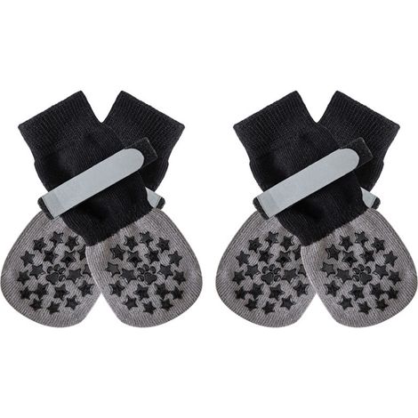 Chaussettes Antidérapantes Pour Chien - Coton Naturel - Adhésif Double Face - Taille M - 4 Pièces (1/5)