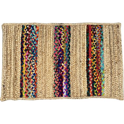 Tappeto da Ingresso 50x80 cm in Juta e Cotone, Ideale per Arredare la Tua Casa, Tessuto di Alta Qualità per uno Stile Moderno