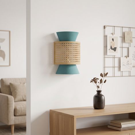 Aplique de Pared Verde Agua con Vienés Natural  Serie DIARA (1/5)