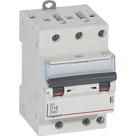 Disjoncteur DX³6000 10kA arrivée haute et départ bas à vis 3 Pôles 400V 16A courbe D pour peigne HX³ optimisé LEGRAND 408068