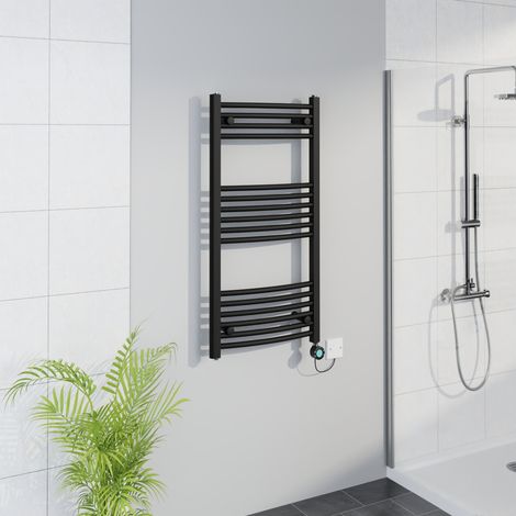 WiFi Thermostatic Curved Towel Rail Timer Black 1000x500mm (1/5)