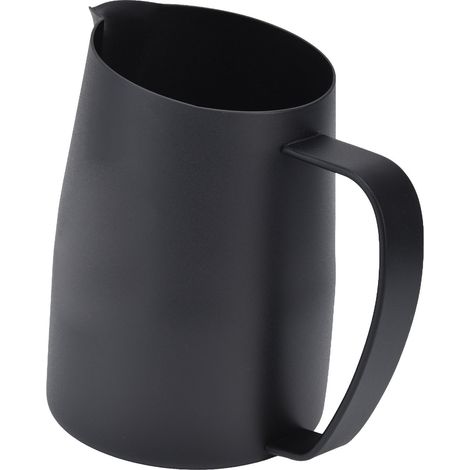 Verseau 450-ml-Milchkännchen mit Antihaftbeschichtung (Teflon), abgewinkeltem Ausgießer und dickwandigem, schwarzem Material für Latte Art und Milchschaum (1/5)