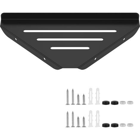 Étagère d'angle de douche murale (noire) sans perçage, en acier inoxydable 304, pour ranger shampoing et gel douche dans une étagère en verre de salle de bain. (1/5)