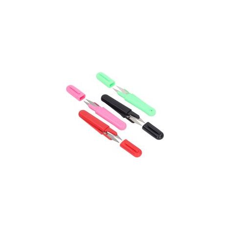 Lot de 4 ciseaux à fil avec couvercle, en acier inoxydable, ronds, pour la couture et le bricolage. Mini ciseaux légers pour coudre le jersey. (1/5)