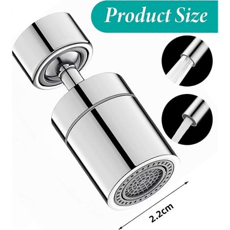 Accessoire universel pour robinet de cuisine, douchette de robinet réglable rotative à 360°, adaptateur de douchette pour robinet de cuisine, aérateur d'extension de robinet en acier inoxydable, T- (1/5)