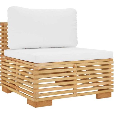 Maison Exclusive - Garten-Mittelsofa mit Creme Kissen Massivholz (1/5)