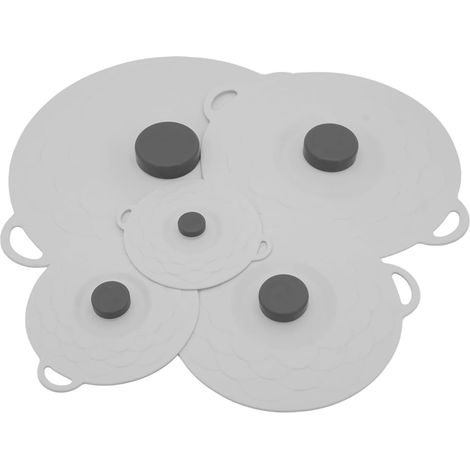 Set mit 5 wiederverwendbaren Silikondeckeln mit Saugnäpfen, 5 Größen, staub- und hitzebeständig