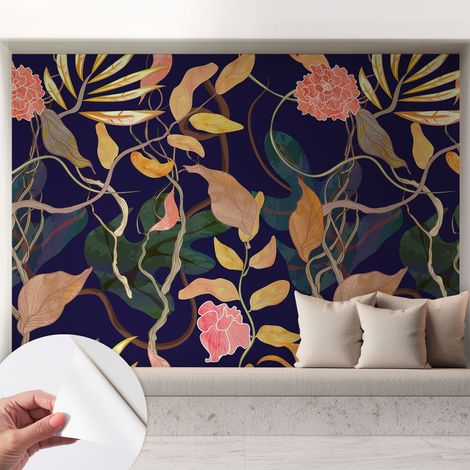 Carta da parati autoadesiva - Fotomurale adesivo - soggiorno moderno - resistente - Eleganza vegetale 208x146 cm (1/5)