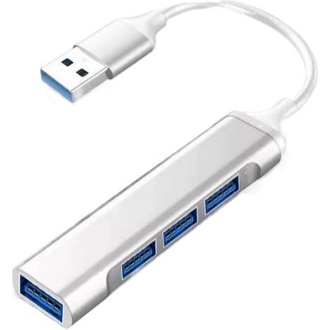 Hub USB - 4 Ports USB 3.0 - Compatible Avec Ordinateurs Windows Macbook Pro Air PS4 Xbox - 5 Gbps - Câble Intégré 20 cm - 1 Pièce (1/5)