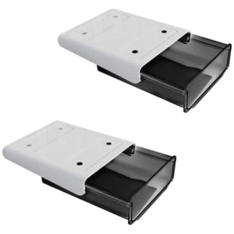 20x17x7.2cm 2 Pack Hidden Under Desk Storage Box with Desk Drawer Large Capacity Self-Adhesive Organizer Suitable for Home Office School (Black) (1/5)