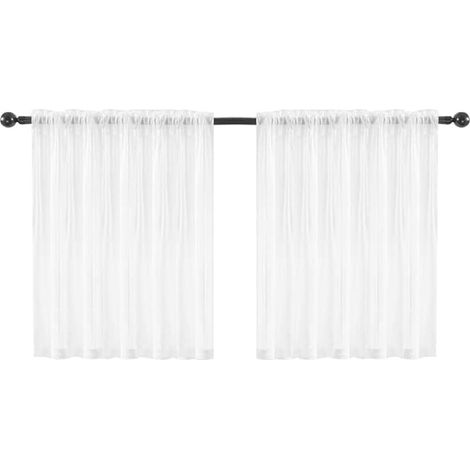 2PCS Rideaux de Cuisine Semi-Transparents Rideaux en Filet de Bistrot pour Petites Fenêtres Cuisine Salon Maison de Campagne (Blanc L 76 XH 60) (1/5)
