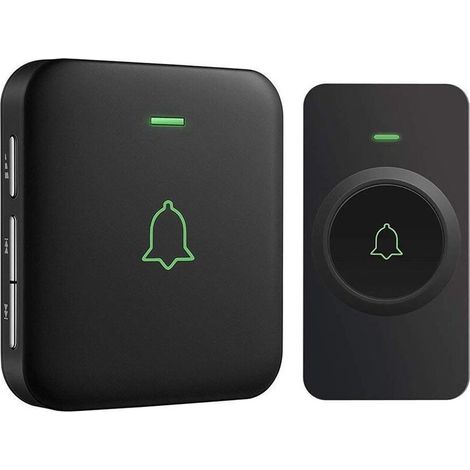 KZQ Wireless Doorbell, 300 Meter Range, IP44 Waterproof Ring Doorbell Kit with Plug-in Receivers for Home, 5 Volume Levels, Blue LED (1/4)