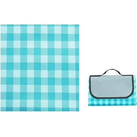 Couverture Tapis de Pique-Nique, Imperméable Résistant à l'humidité Grand Format Pliable pour Camping Voyage Plage Jardin Nappe (Pliable en Sac) -Bleu,150100cm, (1/5)