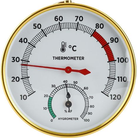 Toivize-Thermomètre Hygromètre - Sauna 2 en 1 - Aluminium 10-120°C - Jauge Température Humidité Murale pour Hammam et Serre (1/5)