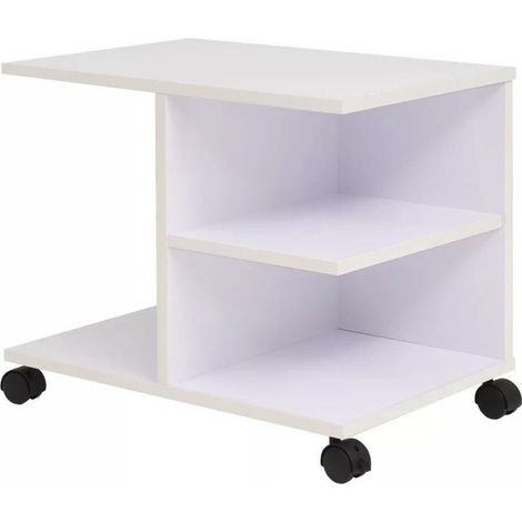 Table d'appoint à roulettes 3 niches blanc Sonia (1/2)