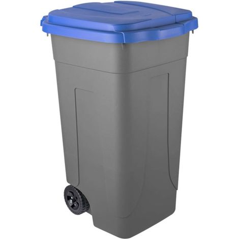 Bidone raccolta differenziata Mobil Plastic Lt. 80 con ruote - Fondo grigio e coperchio blu