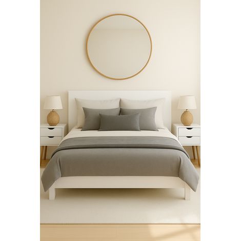 Cabecero matrimonio Nando acabado color blanco, 76cm(alto) 168cm(ancho) (1/2)