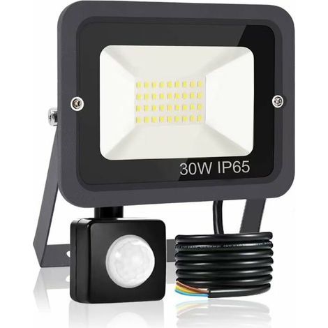 Projecteur LED 30W avec détecteur de mouvement – 3000 lumens – Température de couleur 3000K blanc chaud – Imperméable IP65 pour chantier et garage - 13Treize (1/5)