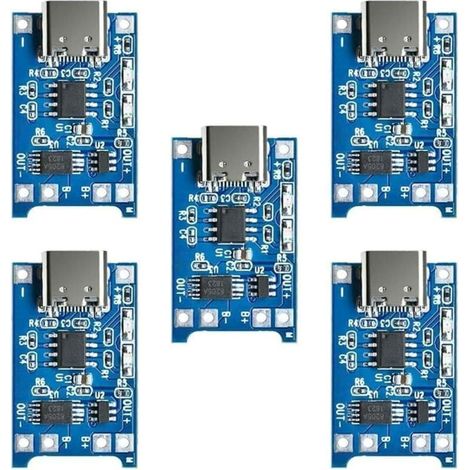 5 V 1 A 18650 USB-C Module de charge batterie au lithium, 5 V 1 A Module chargeur pour batterie au lithium 18650 Carte de charge avec double fonction de protection (5 PCS) (1/5)