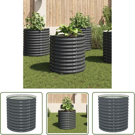 The Living Store Lit surélevé de jardin 80x80x81 cm Acier galvanisé Gris - Jardiniere Exterieure - Pot De Fleurs Extérieur - Bac Plante - Lit Surélevé Jardin - Décoration Jardin (1/5)