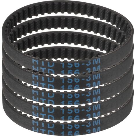 5pcs HTD-3M Rubber Timing Belt, 52 Teeth, 156mm Pitch Length x 6mm Width x 2.4mm Height, Closed Loop Pulley Belt (1/5)