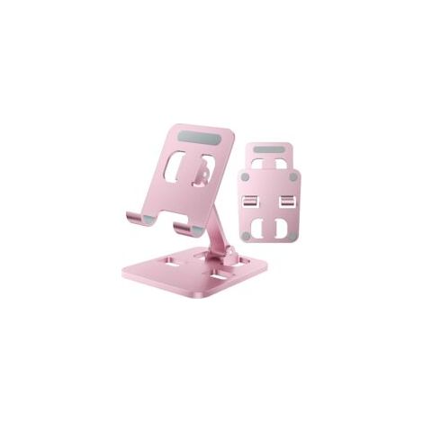 Support de téléphone de Bureau, Support Double Pliable, Support Portable pour iPhone 17, 16, 15, 14, 13, 12 Pro Max Plus, Air, Galaxy S25, S24 et Tous Les Autres téléphones (Rose)