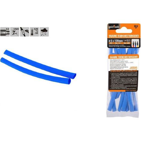 Kaela - Set 10 Pz Guaine Termorestringenti Termoretrattili Blu 5 X 120 Mm Per Cavi 57078 - (1/2)