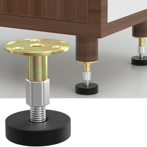Ensemble de 4 rehausseurs de meubles : pieds réglables pour table, lit, canapé et table basse, hauteur réglable de 46 à 64 mm. (1/5)