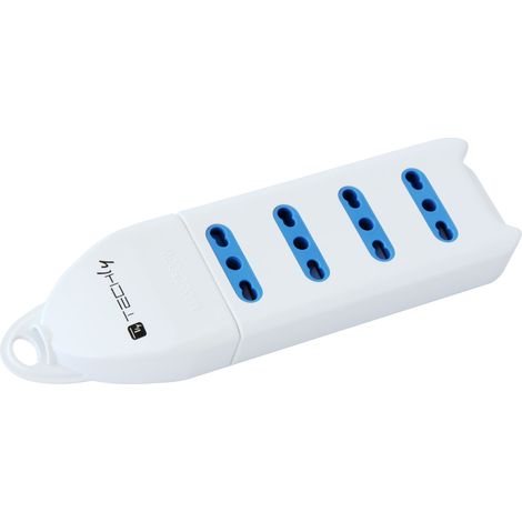 TECHLY Multipresa a 4 Uscite 10/16A Bipasso Senza Cavo Bianco (1/5)