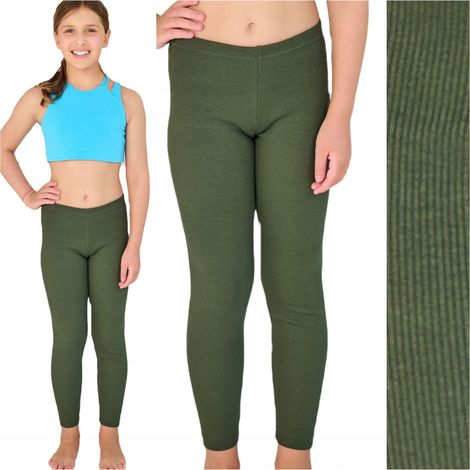 Leggings pour filles, pantalons de survêtement, rayures, leggings Bates, kaki. Leggings pour filles 98, pantalons de survêtement, rayures, leggings Bates, kaki. (1/5)