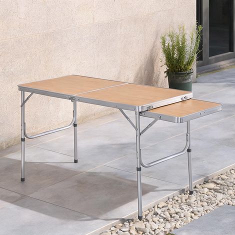 Table de camping pliante 2 niveaux pliable 120 x 60 x 70 cm (1/5)