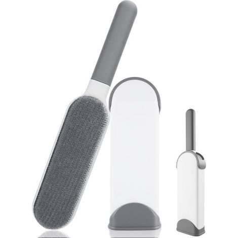 Brosse pour enlever les poils d'animaux, convient aux chats et aux chiens, réutilisable (grise).