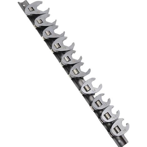 Lot de 10 clés à écrou évasé 3/8"  10 22 mm  Avec rail de rangement