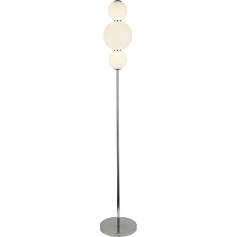 Piantana Contemporaneo Snow Ball Acciaio Cromo Vetro Bianco Led 19W 3000K (1/5)
