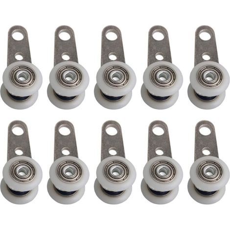 Lot de 10 roulettes pour baies vitrées ou portes coulissantes - en métal et en plastique - 4,5 x 1,9 cm (1/4)