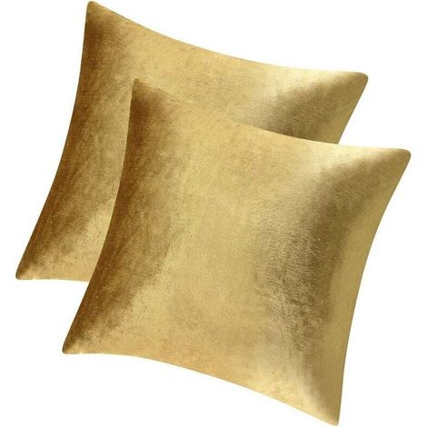 Lot De 2 Housses De Coussin Décoratives En Velours Pour Canapé-Lit (Doré, Lot De 2) (1/4)