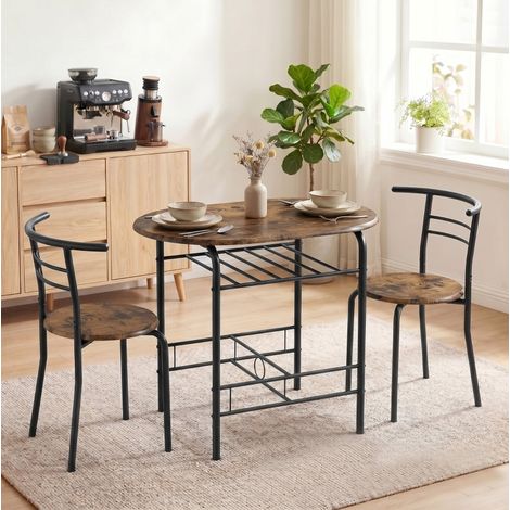 Juego de comedor 80x52x76 cm, para 2 personas, con estante, MDF, marrón rústico (1/5)