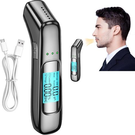 Etilometro elettronico, etilometro con display LCD digitale, etilometro digitale professionale, boccaglio non necessario, per uso personale la sera o a casa