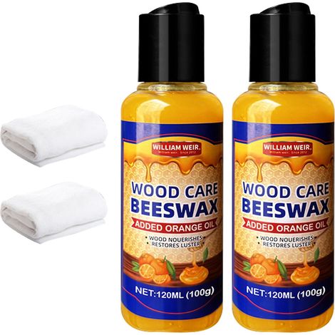 Cire d'abeille naturelle micro-moléculaire, cire multi-usages pour l'entretien du bois (2 pièces) (1/5)