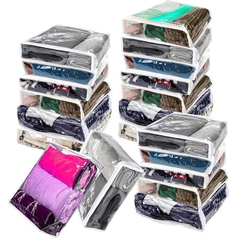 Sac de rangement transparent en PVC avec fermeture éclair (20 pièces) (idéal pour ranger couvertures, pulls, vêtements, draps, pour usage quotidien (1/5)