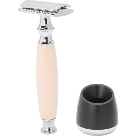 Support pour Lames de Rasoir Double Tranchant avec Socle - Accessoire Salle de Bain Beige (1/5)