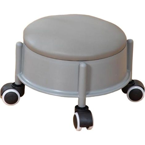 Sgabello girevole a 360° con ruote, ruote girevoli universali, sedile fasciatoio, sgabello con sistema a carrucola per cucina, soggiorno, salotto, sala da pranzo (1/5)