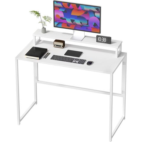 Bureau/table d'ordinateur pliante avec support pour écran, pour bureau à domicile, 100 x 48 x 87,5 cm (1/5)