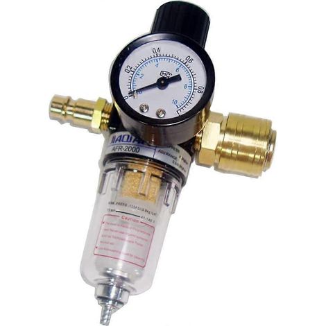 Druckminderer mit Wasserabscheider für 1/4-Zoll-Druckluft, Druckluftregler mit Wasserabscheider und deutschen Schnellkupplungen für Kompressorfilter (1/4)