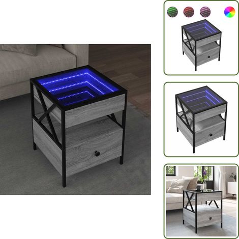 vidaXL Couchtisch mit Infinity-LED Grau Sonoma 40x40x51 cm (1/5)